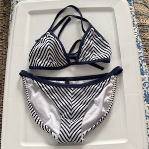 Striped Navy and White Bikini Set SZ SMALL